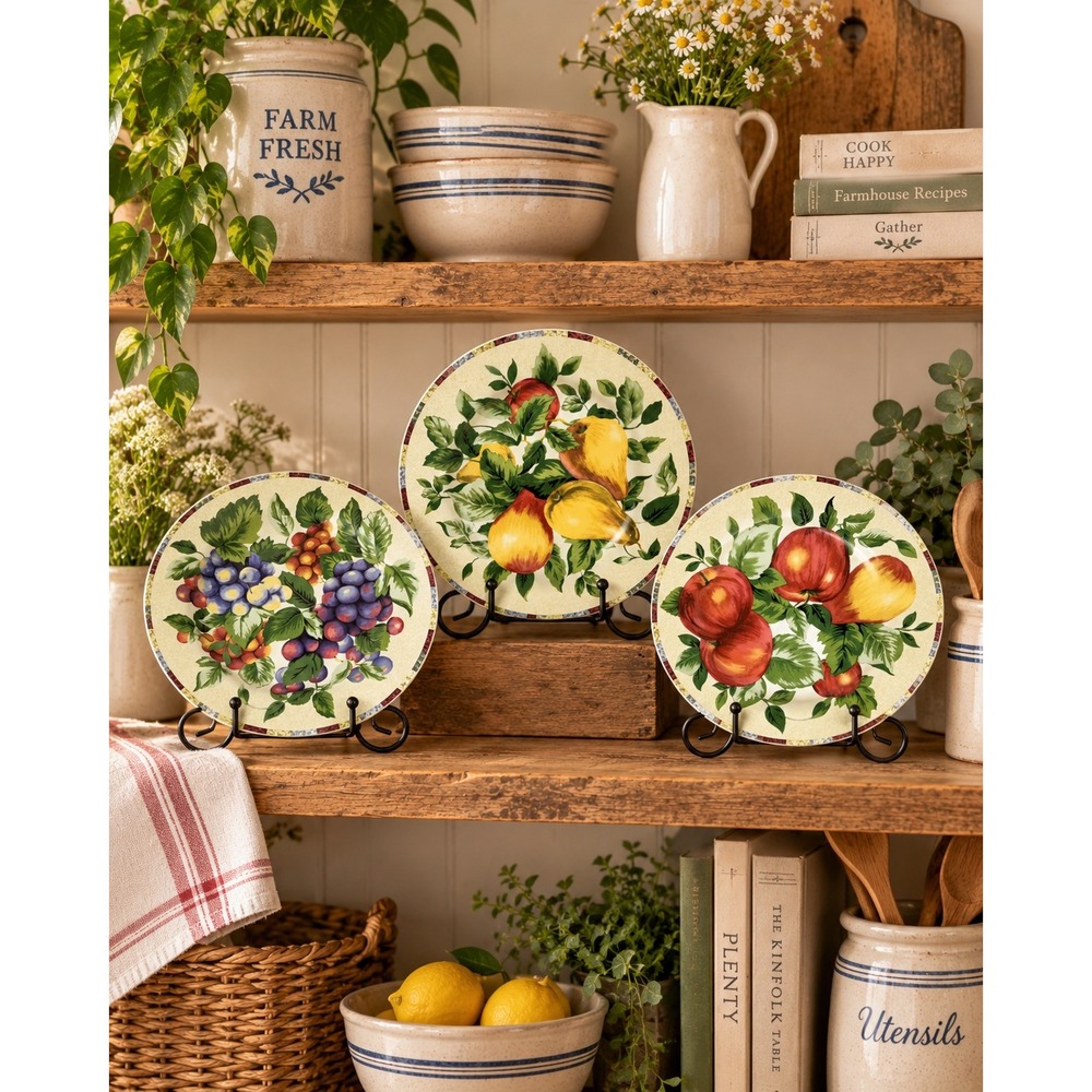 Sakura Sonoma Excel by Oneida 8 inch Fruit Salad Plates Set of 3 Stoneware